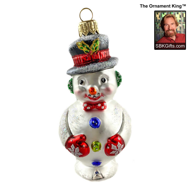 Preorder Hy 24 Mr. Whipple - 1 Glass Ornament Inch, - Retro Snowman Ornament 24 30043 (60477)