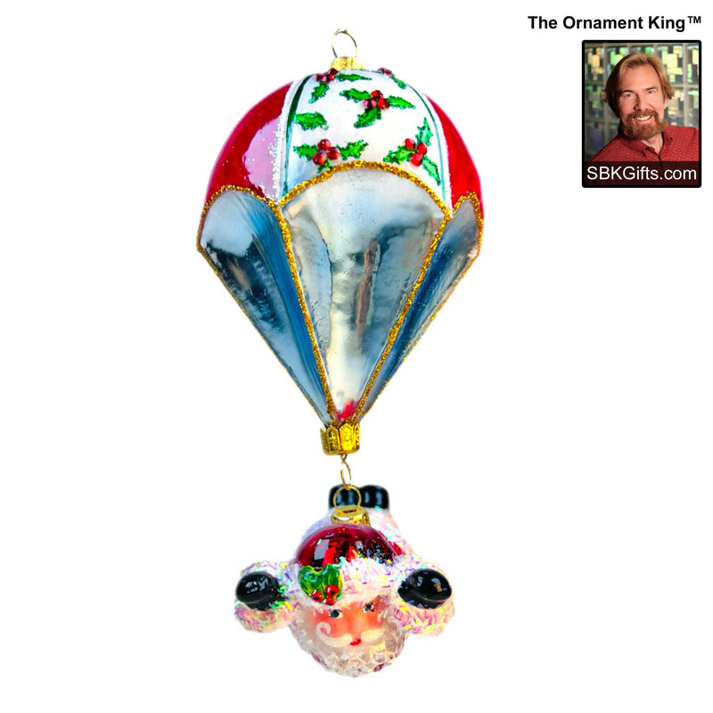 Preorder Hy 24 Nick Drops In - 1 Glass Ornament Inch, - Santa Parachute Ornament 24 30044 (60478)
