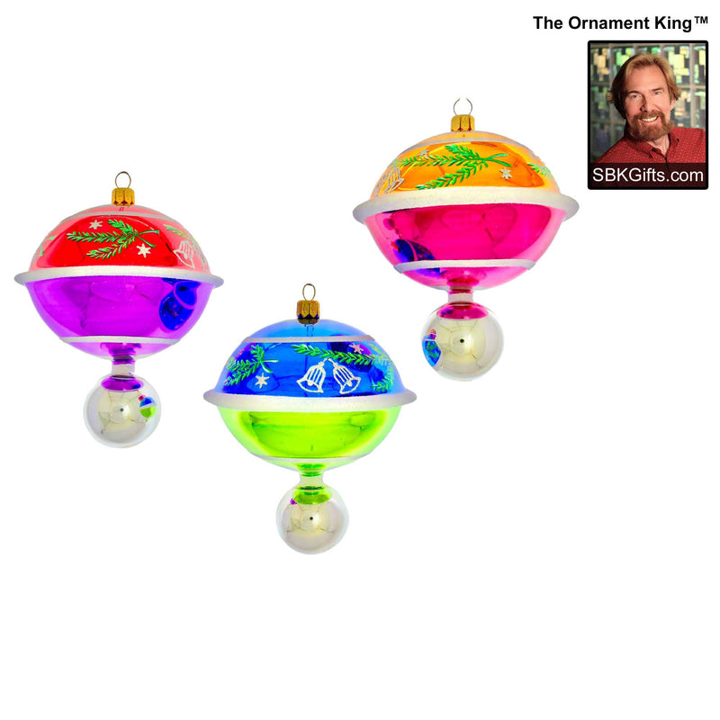 Preorder Hy 24 Old Country Top '24 - 3 Glass Ornaments Inch, - Retro Ball Drop Ornament 24 30082 Set3 (60492)