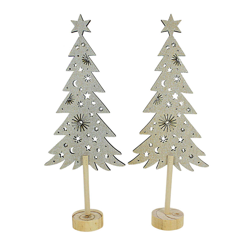 Option 2 Natural Die Cut Wooden Trees - Set Of 2 Trees 16.00 Inch, Wood - Christmas Winter St/2 Star A71022 (60532)