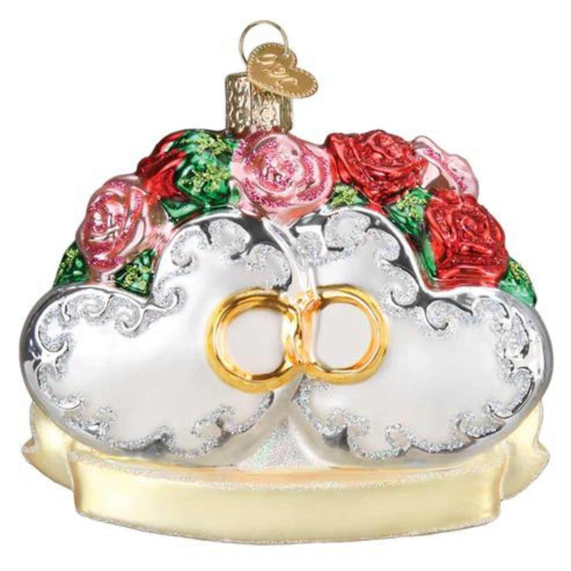 Old World Christmas Couples First Christmas - One Ornament 3.75 Inch, Glass - Wedding Gold Rings Ornament 30067 (60548)