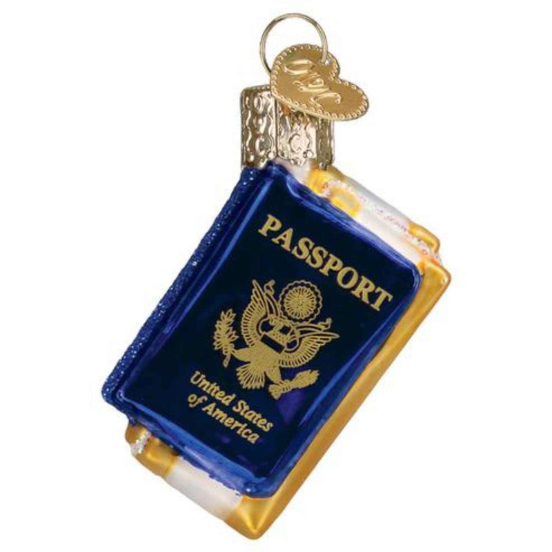 Old World Christmas Mini Passport - One Ornament 2.0 Inch, Glass - Ornament Travel Vacation 87500 (60563)