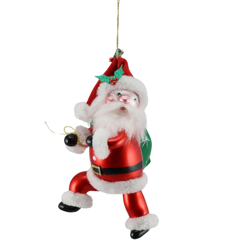 Preorder De Carlini 24 High Stepping Santa With Sack - 1 Glass Ornament Inch, - Handmade Ornament Italy Mgd002 (60588)