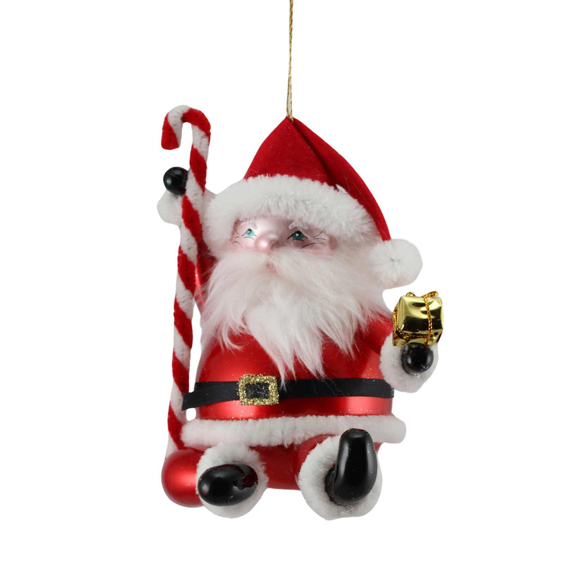Preorder De Carlini 24 Sitting Santa With Candy - 1 Glass Ornament Inch, - Handmade Ornament Italy Mgd003 (60589)