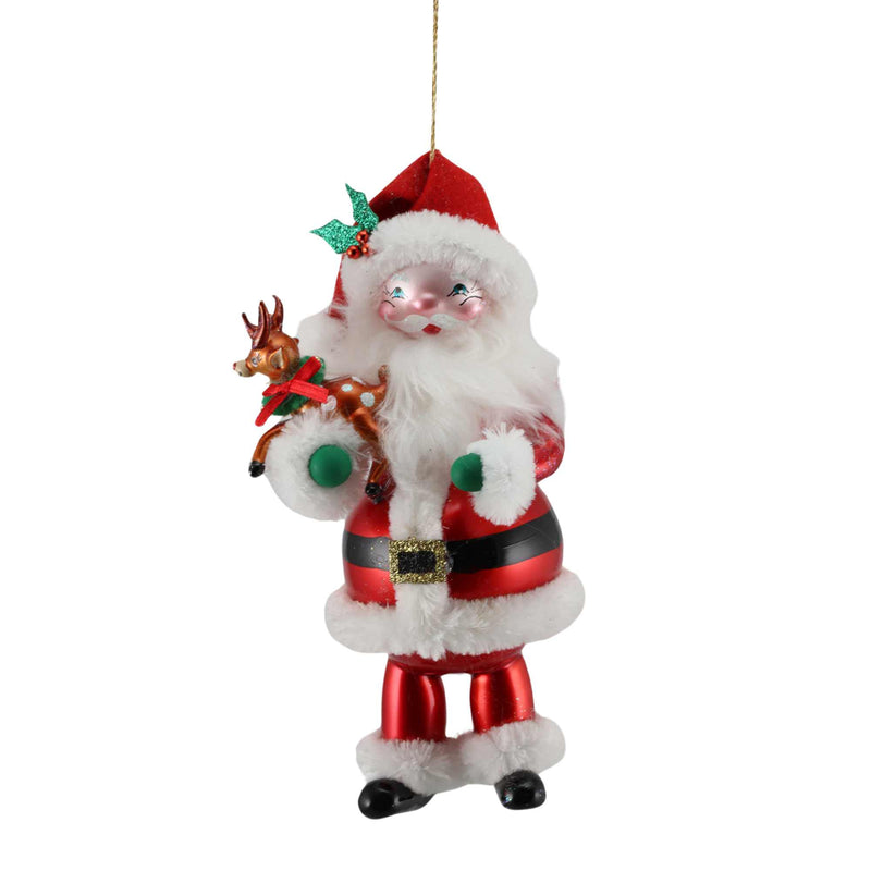 Preorder De Carlini 24 Santa Holding Mini Reindeer - 1 Glass Ornament Inch, - Handmade Ornament Italy Mgd005 (60591)