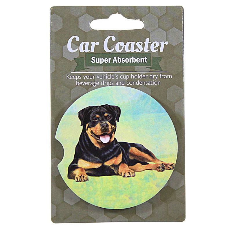 E & S Imports Rottweiler Car Coaster - 1 Car Coaster 2.5 Inch, Sandstone - Super Absorbent 23333 (60604)