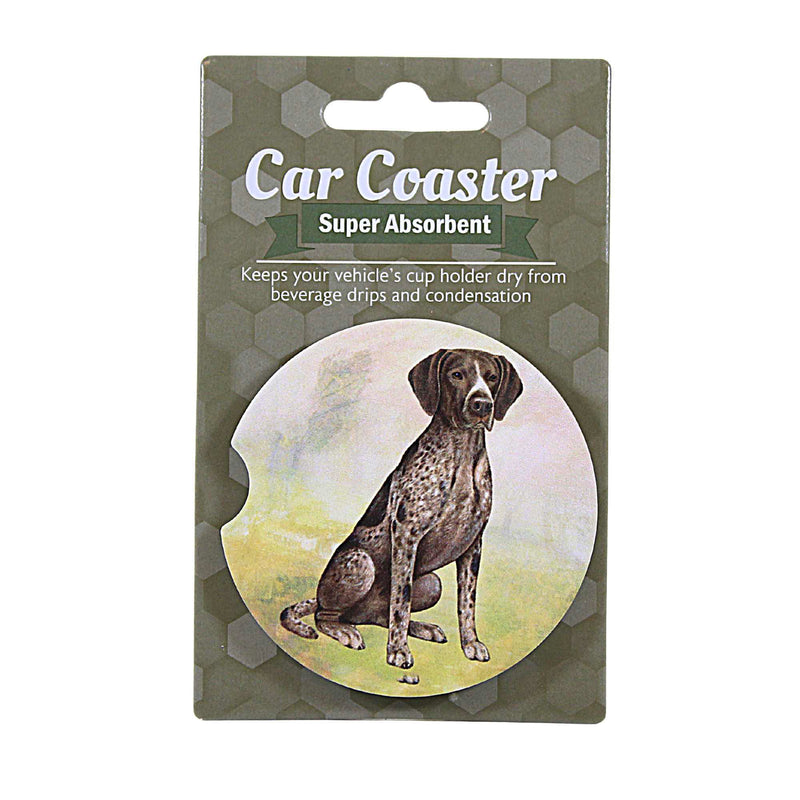 E & S Imports German Shorthaired Pointer Car Coaster - 1 Car Coaster Inch, Sandstone - Super Absorbent 23383 (60614)