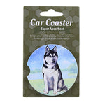 E & S Imports Siberian Husky Car Coaster - 1 Car Coaster Inch, Sandstone - Super Absorbent 23340 (60615)