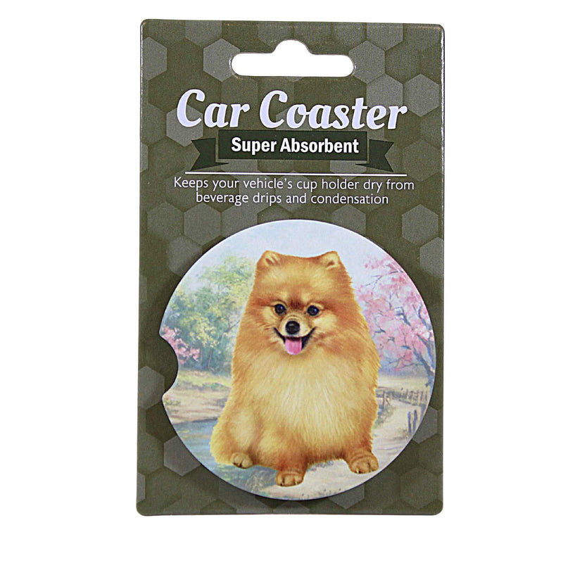 E & S Imports Pomeranian Car Coaster - 1 Car Coaster Inch, Sandstone - Super Absorbent 23327 (60621)