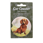 E & S Imports Dachshund (Red) Car Coaster - 1 Car Coaster Inch, Sandstone - Super Absorbent 23313 (60627)