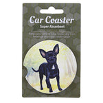 E & S Imports Chihuahua (Black) Car Coaster - 1 Car Coaster Inch, Sandstone - Super Absorbent 23311 (60628)