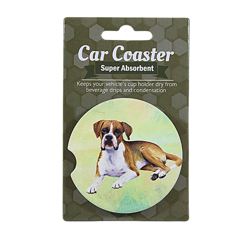 E & S Imports Boxer(Un-Cropped) Car Coaster - 1 Car Coaster Inch, Sandstone - Super Absorbent 2336 (60631)