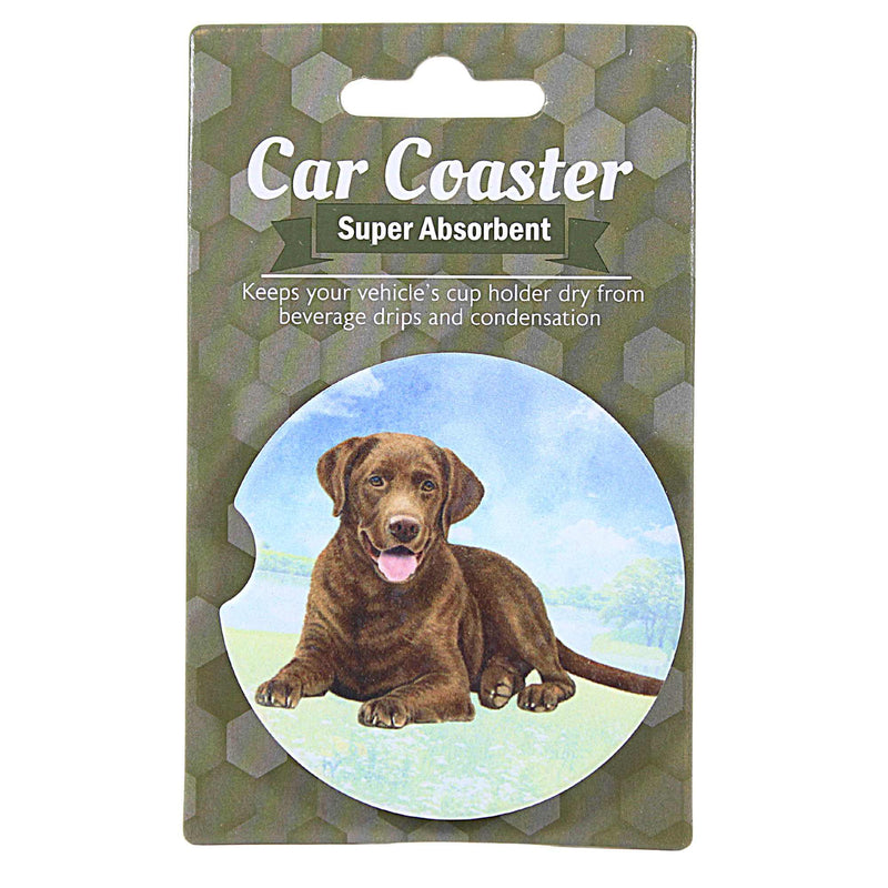 E & S Imports Chocolate Labrador Car Coaster - 1 Car Coaster Inch, Sandstone - Super Absorbent 23322 (60634)