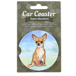 E & S Imports Chihuahua (Tan) Car Coaster - 1 Car Coaster Inch, Sandstone - Super Absorbent 23310 (60635)