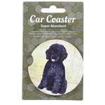 E & S Imports Poodle (Black) Car Coaster - 1 Car Coaster Inch, Sandstone - Super Absorbent 23329 (60637)