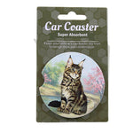 E & S Imports Maine Coon Car Coaster - One Car Coaster 2.5 Inch, Sandstone - Super Absorbent 2346 (60656)