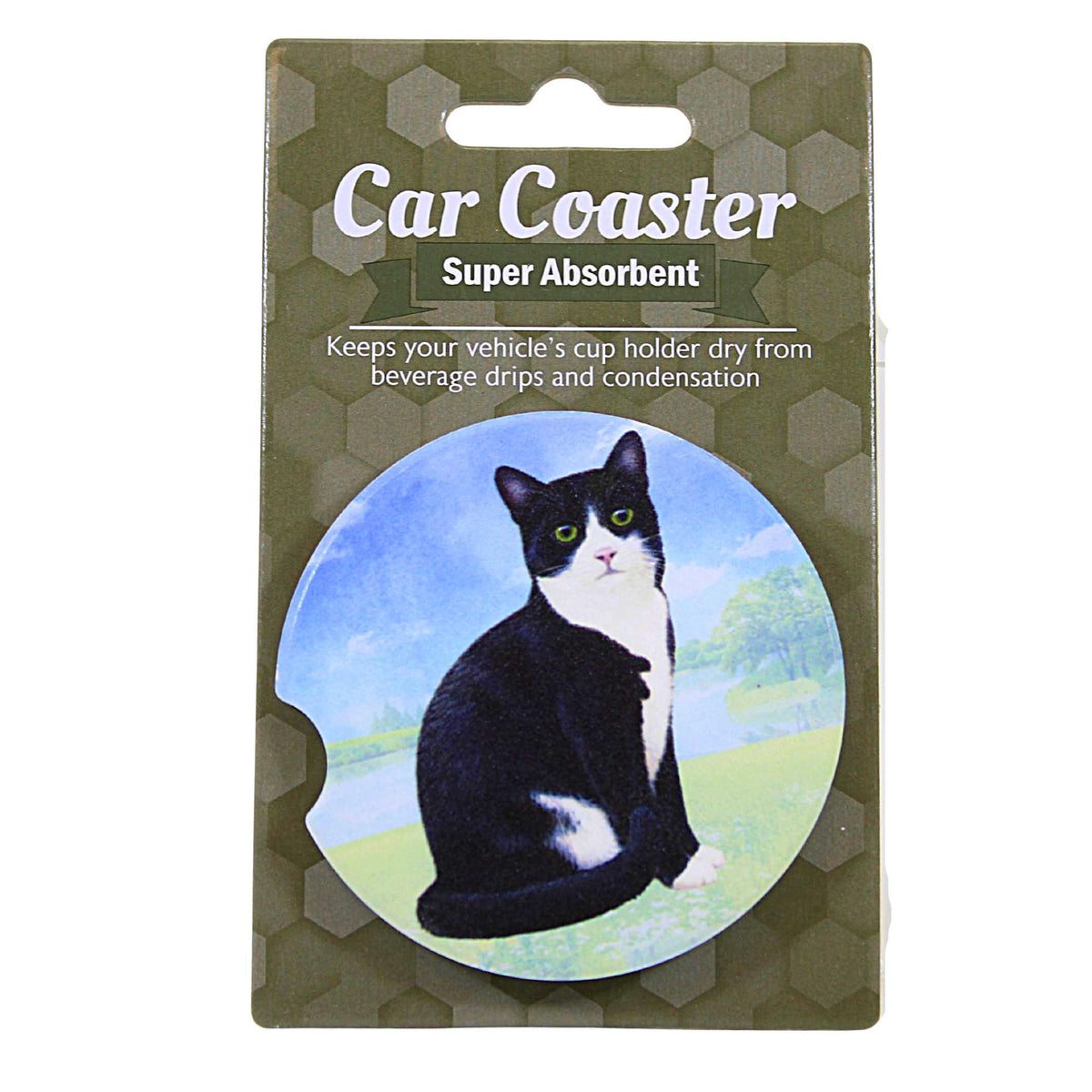 (60658) Black And White Cat Car Coaster