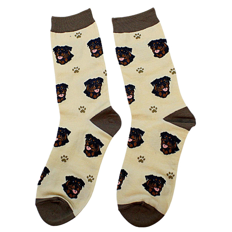 E & S Imports Rottweiler Sock Daddy - One Pair Of Socks 15.25 Inch, - Dog Pet Paw Print 80033 (60662)