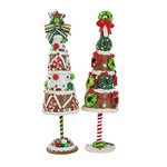 Kurt S. Adler Gingerbread Trees - Two Trees 14 Inch, Clay - Christmas Peppermints Wreaths Gbj0035 (60689)