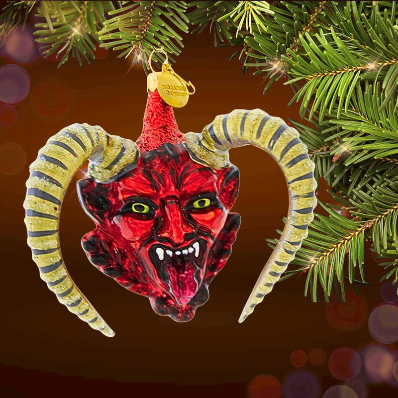 Morawski Red Faced Krampus With Gray Glittered Horns - - SBKGifts.com