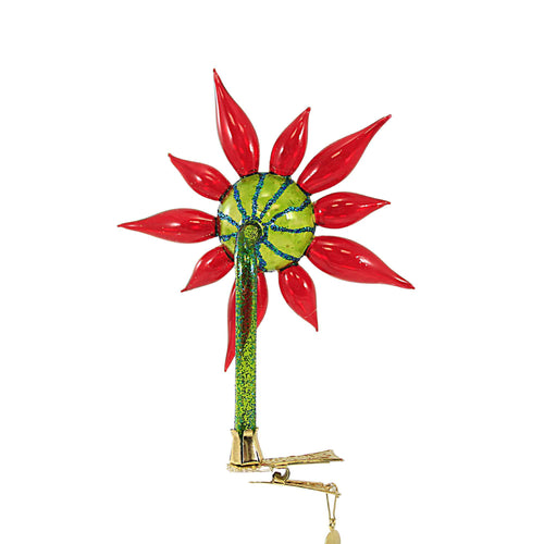 Morawski Red Pedal & Yellow Center Clip On Flower - - SBKGifts.com