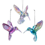 Kurt S. Adler Iridescent Hummingbird Ornaments - Three Ornaments 4 Inch, Acrylic - Spring Summer Flight T2031 (60756)