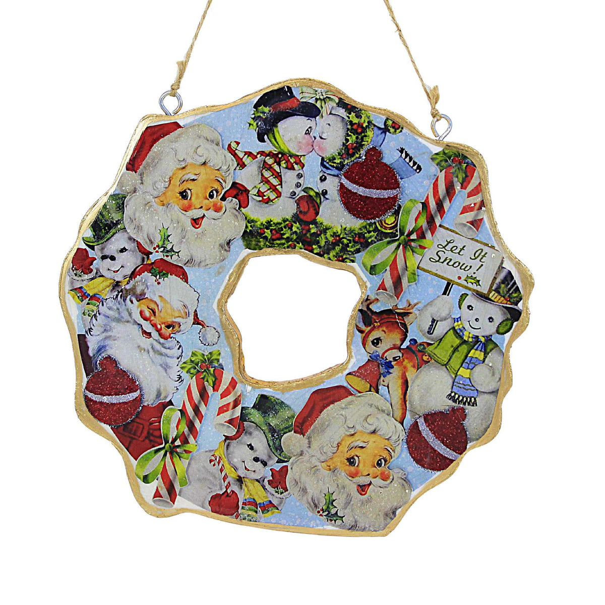 (60789) Small Vintage Santa Wreath