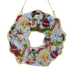 Abbott Small Vintage Santa Wreath - One Wreath 7.25 Inch, - Snowman Santa Reindeer Candy Cane 37001Sm (60789)