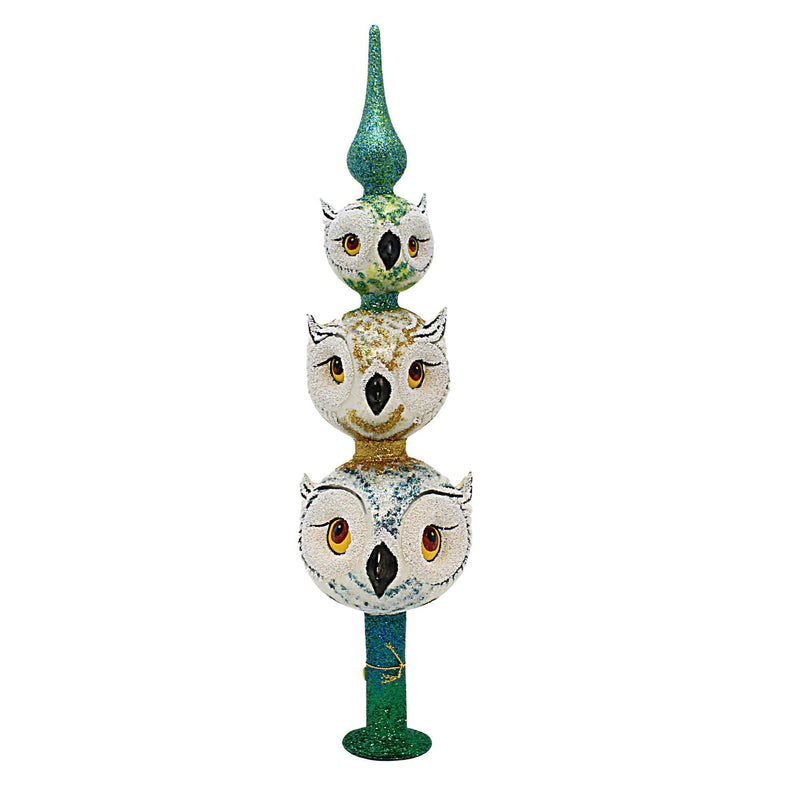 Morawski White Owl Totem Tree Topper - 1 Tree Topper 20 Inch, Glass - Finial Bird Tabletop Free Standing 09991 (60800)