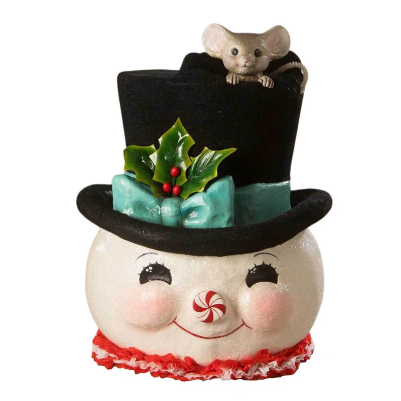 Bethany Lowe Jolly Snowman Top Hat Surprise - One Figurine 13.5 Inch, Paper - Mouse Holly Peppermint Td2140 (60804)
