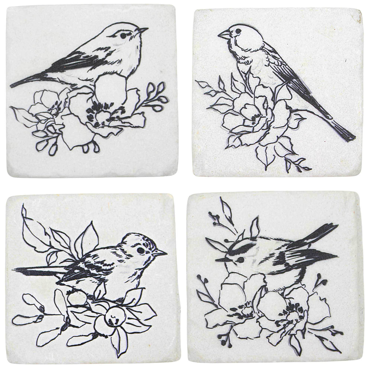 (60896) Bird With Flower Coaster Set