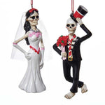 Kurt S. Adler Day Of The Dead Bride And Groom - Two Ornaments 4.75 Inch, Polyresin - Bones Skeleton J8365 (60909)