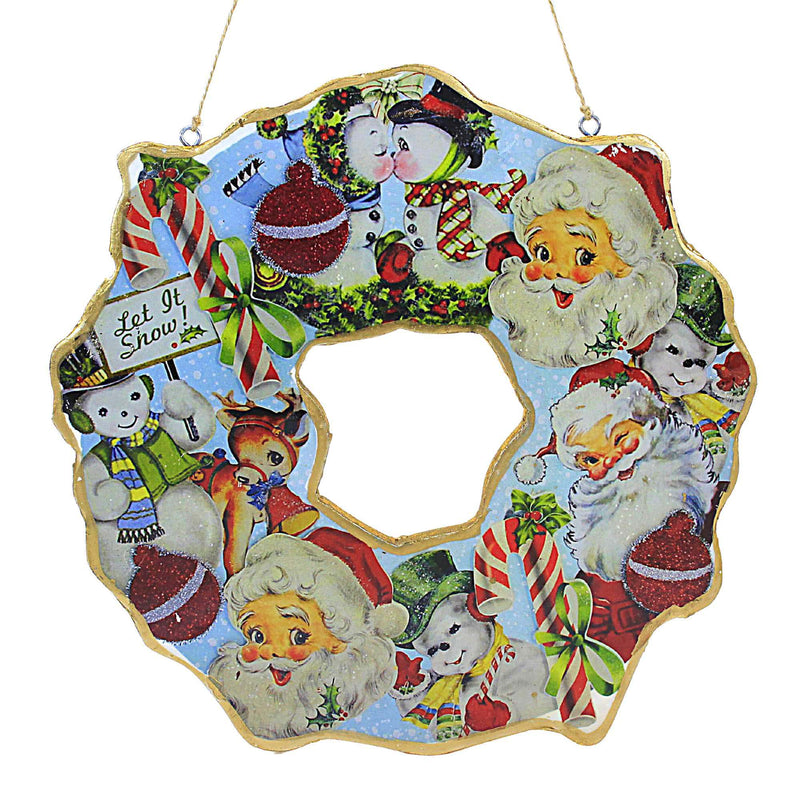 Abbott Vintage-Looking Santa Wreath - One Wreath 11 Inch, - Santa Snowmen Reindeer 37Nostalgia001 (60915)