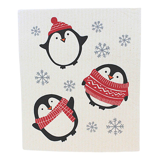 Abbott Holiday Penguin Dishcloth - - SBKGifts.com
