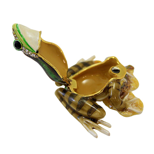Kubla Craft Frog On Cat Tail Box - - SBKGifts.com