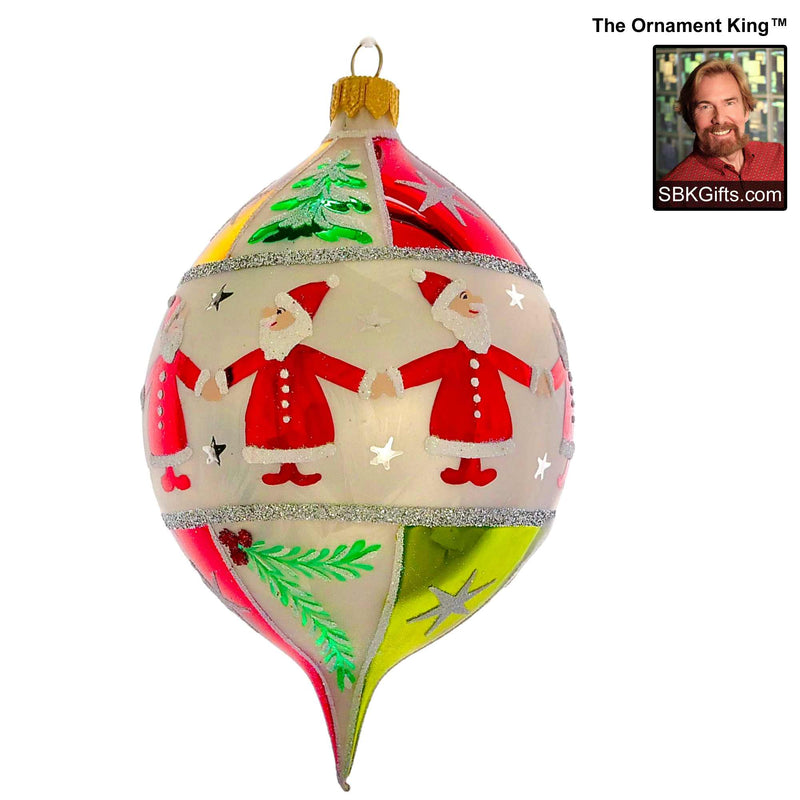 Preorder Hy 24 Santa Roundup - 1 Glass Ornament Inch, - Retro Drop Ornament 24 30112 (61030)