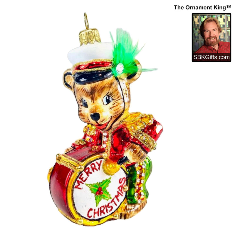 Preorder Hy 24 Bear Tunes - 1 Glass Ornament Inch, - Bass Drum Music Ornament 24 30121 (61034)