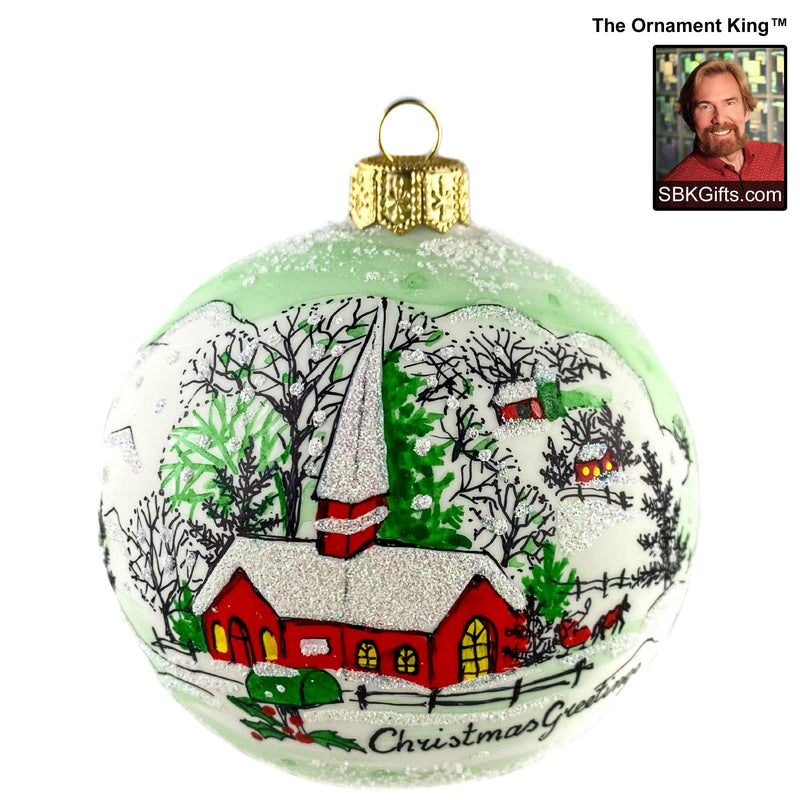 Preorder Hy 24 Winter Valley - 1 Glass Ornament Inch, - Church Ball Ornament 24 30133 (61040)