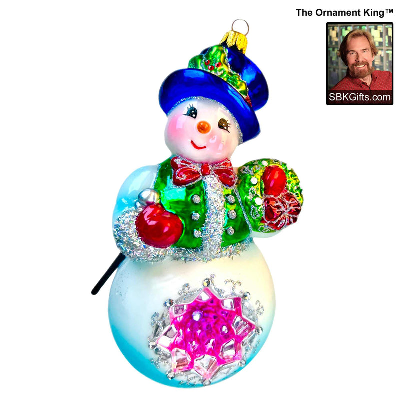 Preorder Hy 24 Jolly Ole' Snowy '24 - 1 Glass Ornament Inch, - Snowman Reflector Ornament 24 30174 (61051)