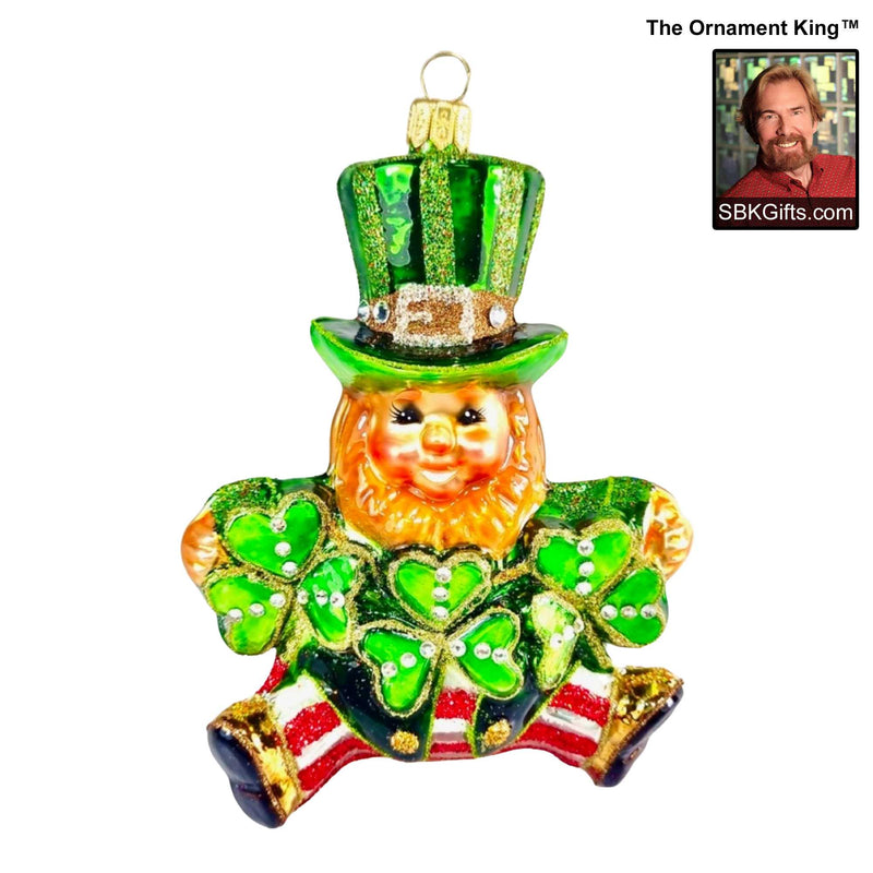 Preorder Hy 24 Luck O' The Irish - 1 Glass Ornament Inch, - St Patrick Clover Ornament 24 30281 (61085)