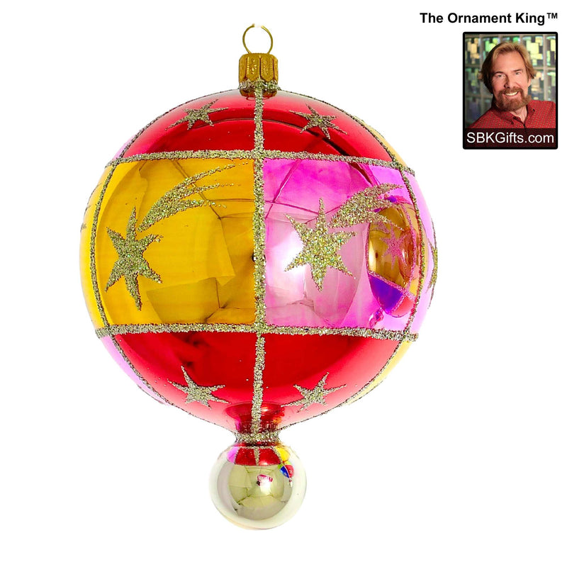 Preorder Hy 24 Halley's Comet - 1 Glass Ornament Inch, - Ball Drop Ornament 24 30012 Red (61096)