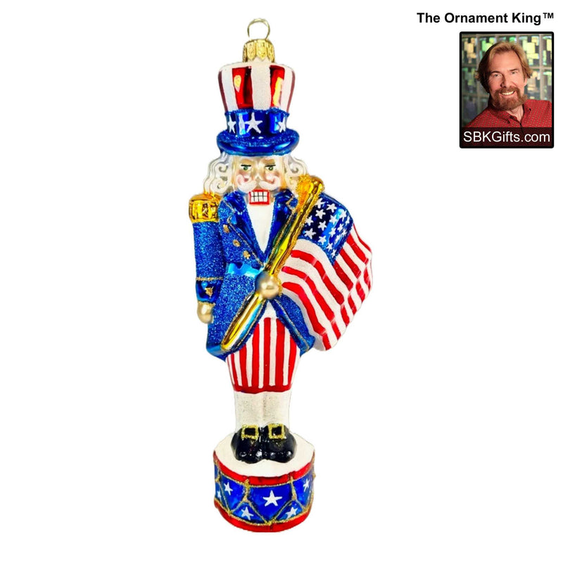 Preorder Hy 24 American Pride - 1 Glass Ornament Inch, - Patriotic Nutcracker Ornament 24 30341 (61103)