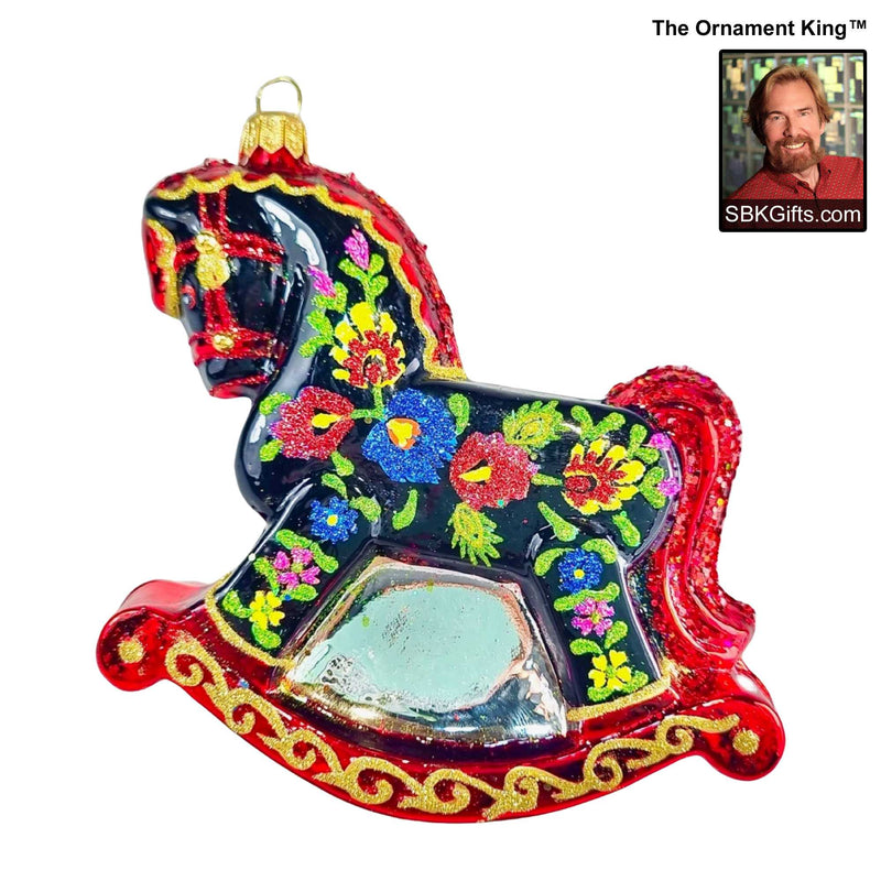 Preorder Hy 24 Folk Rocker - 1 Glass Ornament Inch, - Floral Rocking Horse Baby Ornament 24 30351 (61105)
