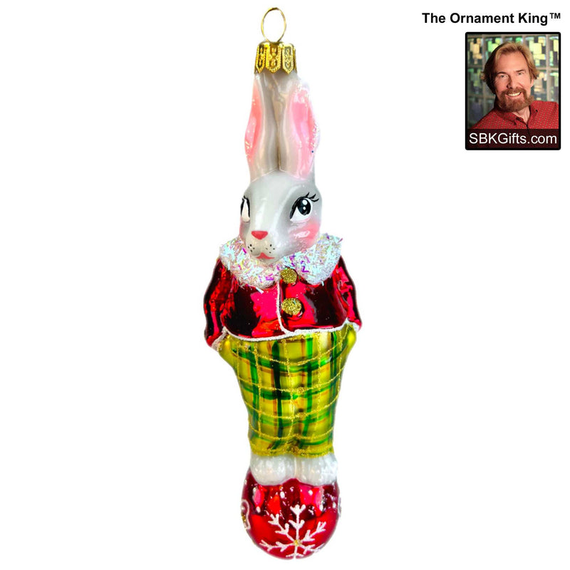 Preorder Hy 24 Winter Billy Bunny - 1 Glass Ornament Inch, - Spring Easter Rabbit Ornament 24 30394 (61114)