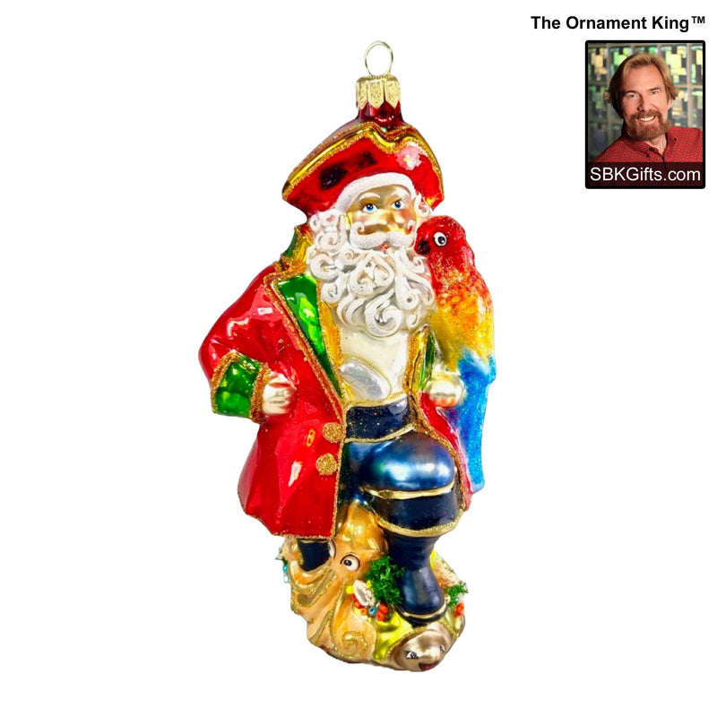 Preorder Hy 24 Pirate Santa - 1 Glass Ornament Inch, - Summer Parrot Ornament 24 30411 (61118)