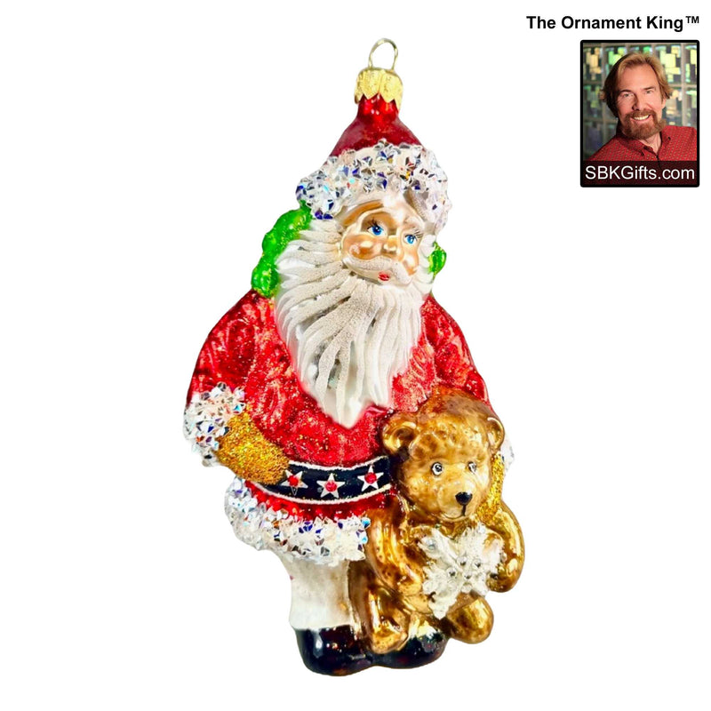 Preorder Hy 24 Teddy's Heart - 1 Glass Ornament Inch, - Santa Bear Ornament 24 30421 (61120)