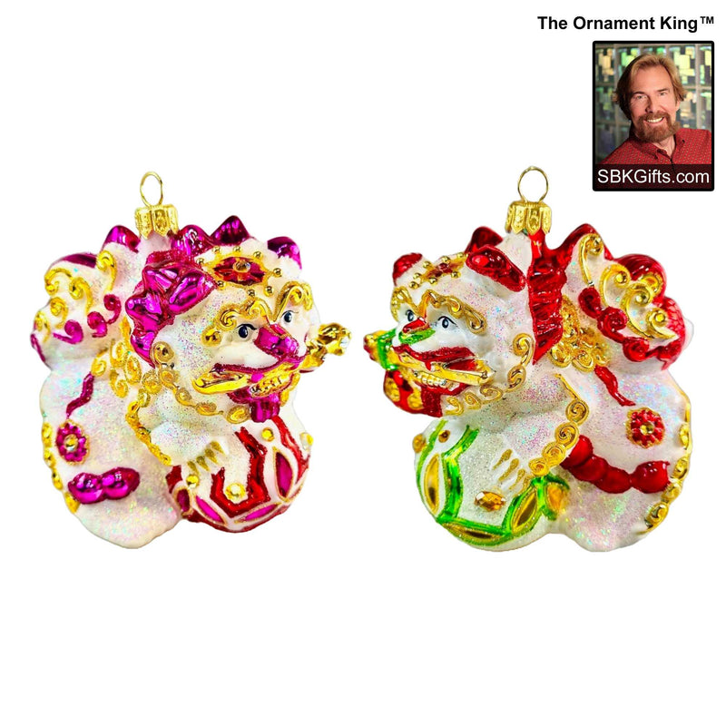 Preorder Hy 24 Tam Lin - 2 Glass Ornaments Inch, - Chinese Celebration Ornament 24 30451 Set2 (61126)