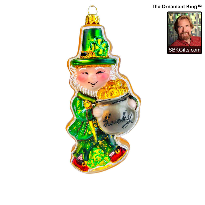 Preorder Hy 24 Lucky Laddie - 1 Glass Ornament Inch, - St Patrick Gold Ornament 24 30484 (61133)