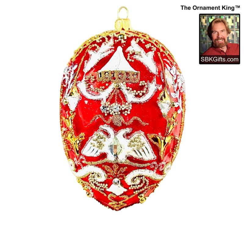 Preorder Hy 24 Ruby Fabergé - 1 Glass Ornament Inch, - Drop Egg Ornament 24 30491 (61134)