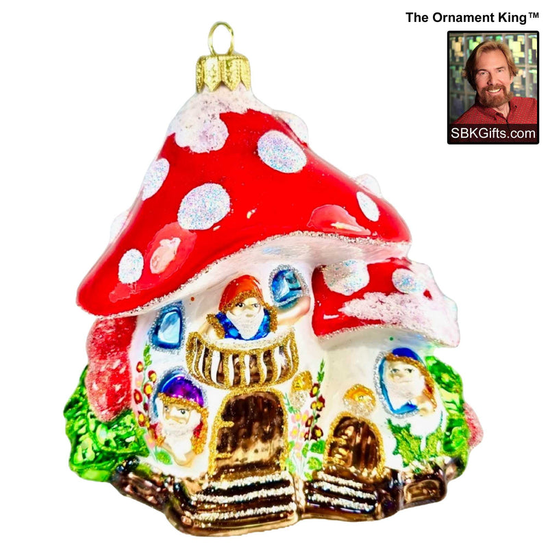 Preorder Hy 24 Noopy's House - 1 Glass Ornament Inch, - Mushroom Gnome Ornament 24 30631 (61153)